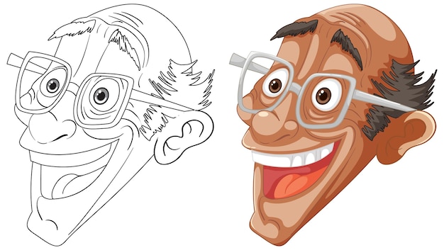Caricaturas de rostos com sorrisos expressivos