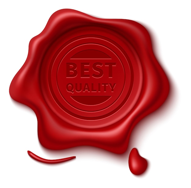 Vetor carimbo de cera da melhor qualidade. selo de borracha vermelha em estilo realista isolado no fundo branco