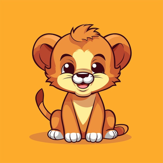 Vetor carinhoso filhote de leão personagem animal conceito de natureza
