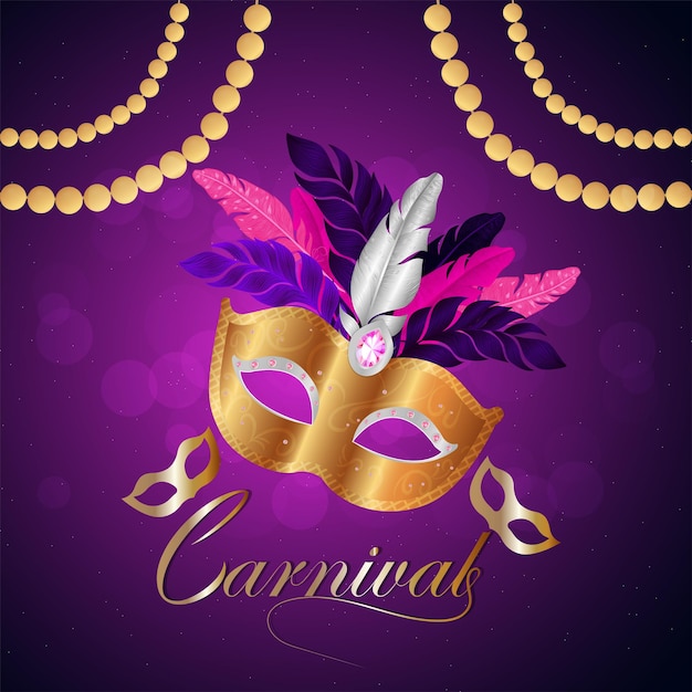 Carnaval Brasil festa com máscara dourada