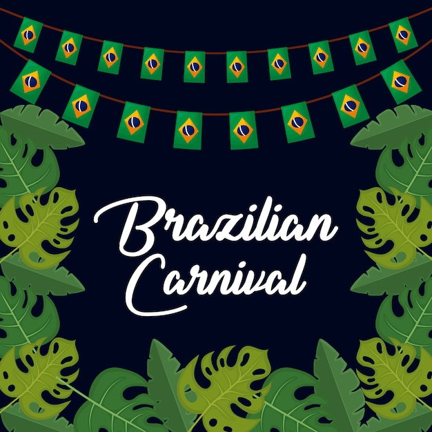 Carnaval brasileiro com guirlandas e folhas