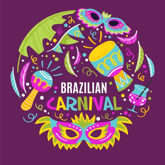 Vetor carnaval brasileiro desenhado à mão