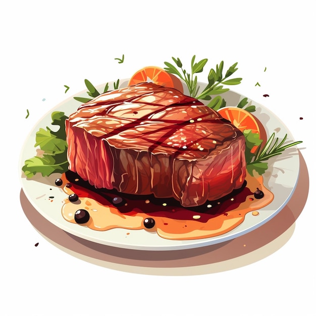 Vetor carne de bife ilustração vetorial de carne de bife barbecue isolado restaurante grill menu sli