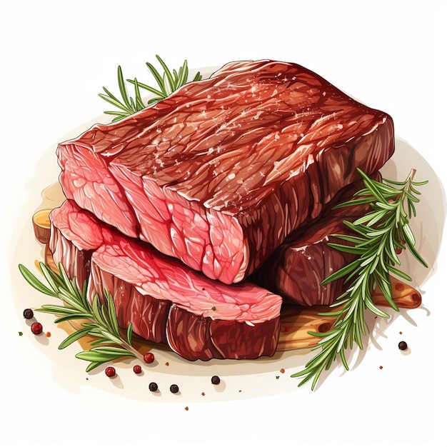 Vetor carne de bife ilustração vetorial de carne de bife barbecue isolado restaurante grill menu sli