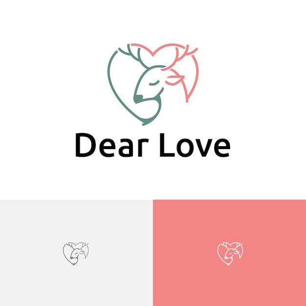 Caro amor, bonito, lindo, logotipo de linha de coração de veado