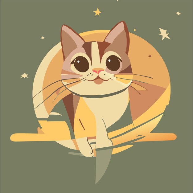 Vetor caro gato astronauta desenhado à mão plano estiloso adesivo de desenho animado ícone conceito ilustração isolada