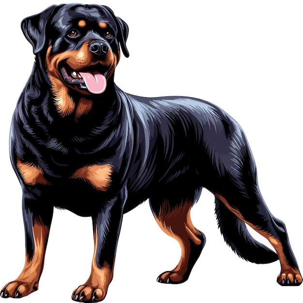 Vetor caro rottweiler cão de desenho animado vector style fundo branco