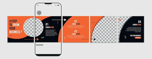 Vetor carousel template social media post design set de instagram carousel post (template de caracol de postagem de mídias sociais)