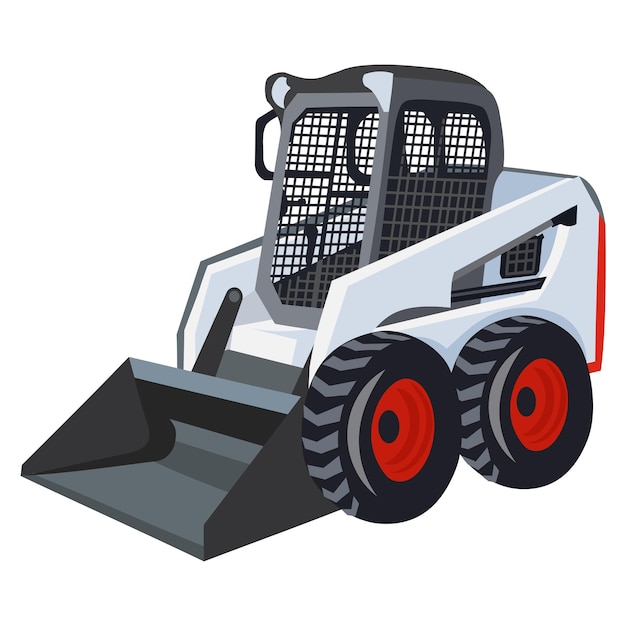 Vetor carregador bobcat na imagem vetorial de fundo branco conceito de equipamento de construção