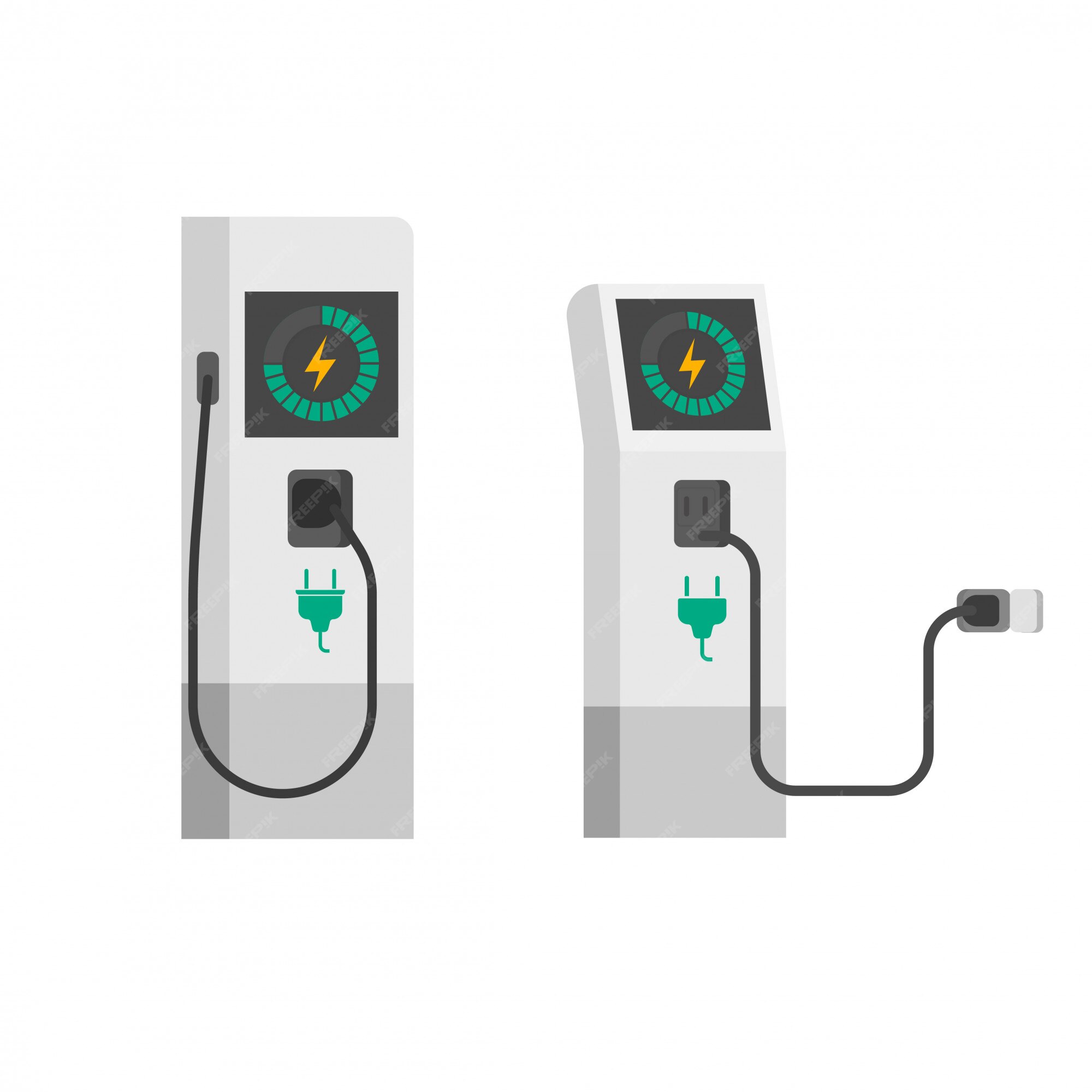 Carregador de carro elétrico plana dos desenhos animados | Vetor Premium
