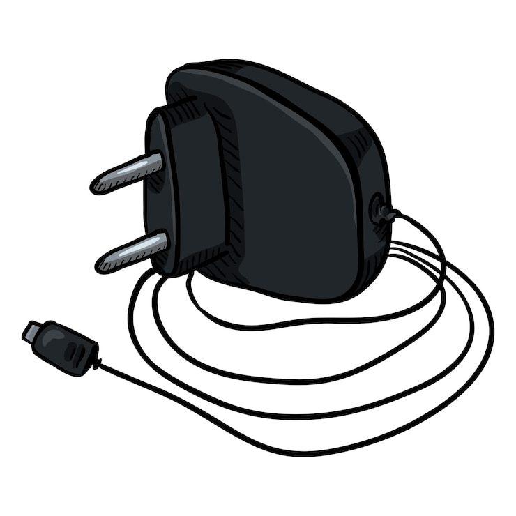 Vetor carregador preto de desenho vetorial para telefones celulares