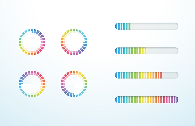 Carregando Ícone Barra Progresso Símbolo Conjunto Colorido