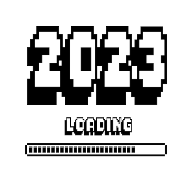 Carregando o progresso de 2022 a 2023 anos barra de progresso mostrando o carregamento de 2023 anos em branco backgroud