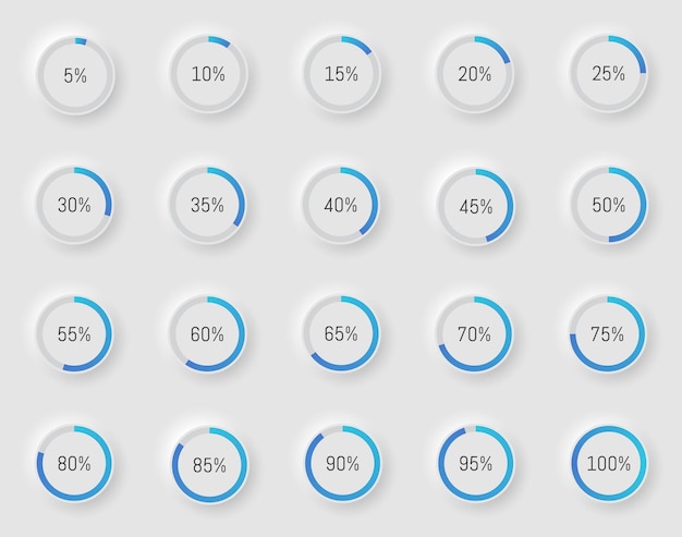 Carregando progresso ou elemento infográfico Porcentagem Ícones 3D Ilustração vetorial
