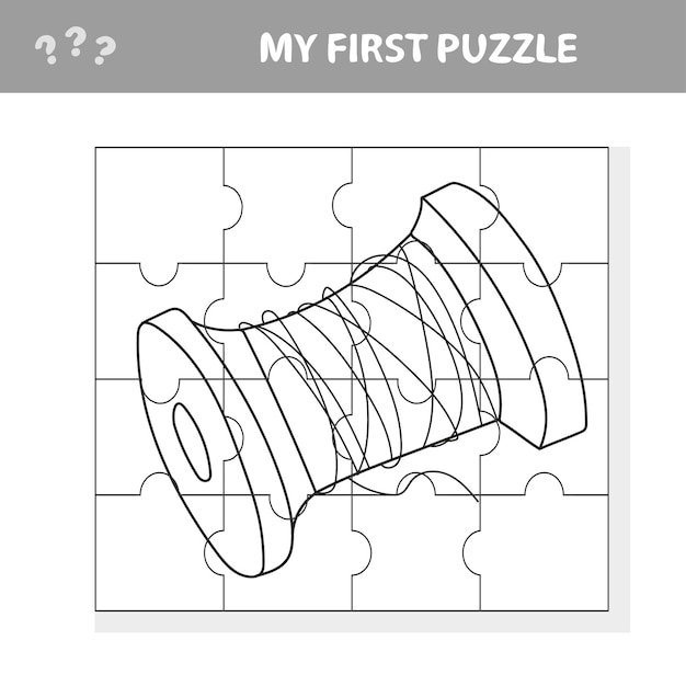 Carretel de linha - ilustração dos desenhos animados do jogo de quebra-cabeça educacional para crianças pré-escolares - meu primeiro quebra-cabeça e livro para colorir
