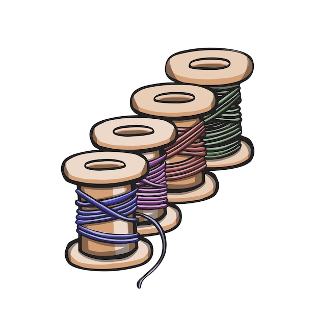 Carretel de linha para ilustração de costura e bordado