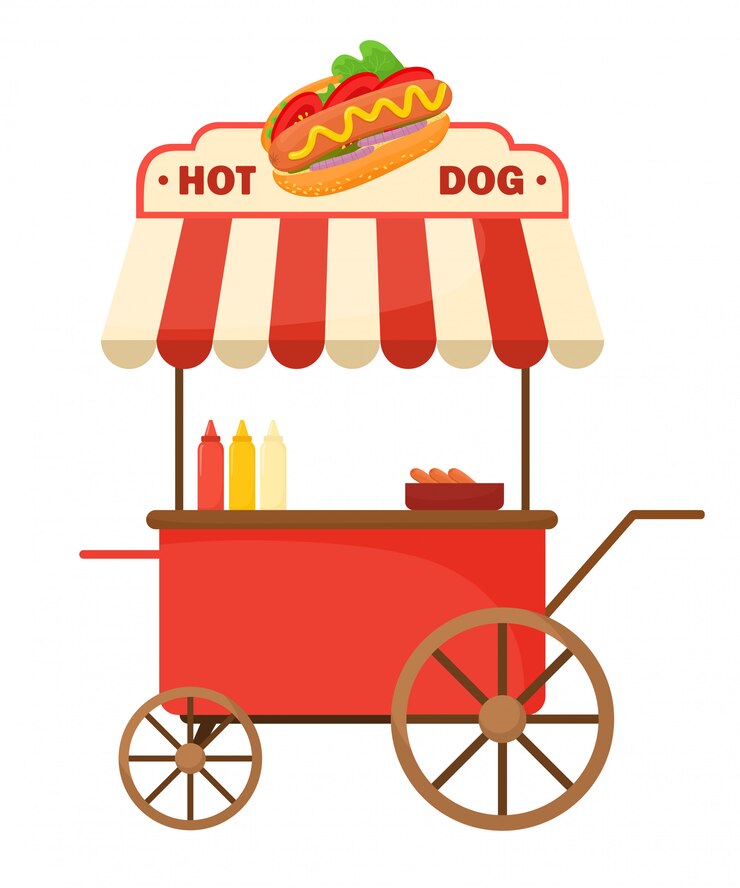 Vetor carrinho com cachorro-quente.