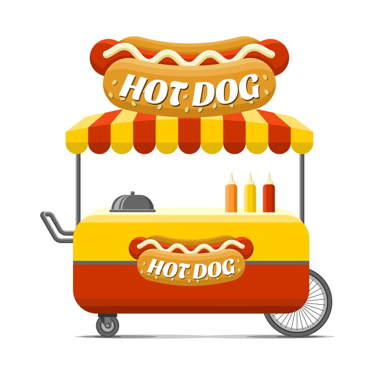 Vetor carrinho de comida de rua de cachorro-quente.