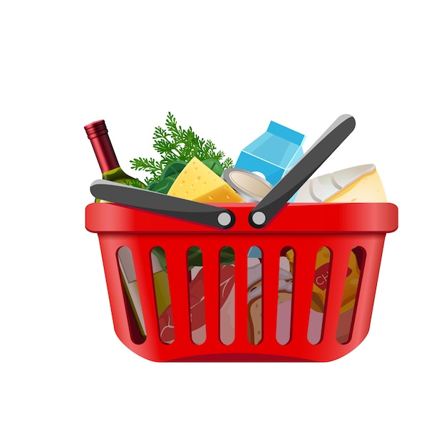 carrinho de compras de vetor com mantimentos1