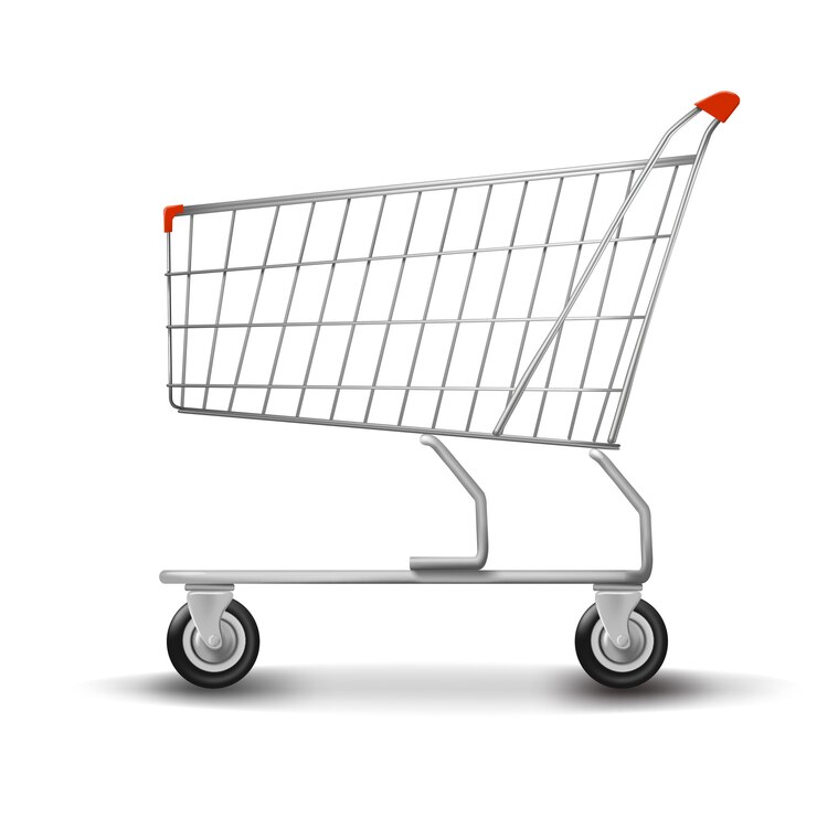 Vetor carrinho de compras em fundo branco.