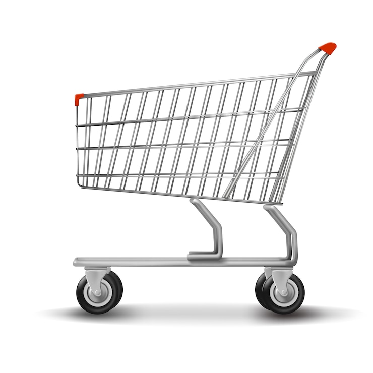Vetor carrinho de compras em fundo branco.