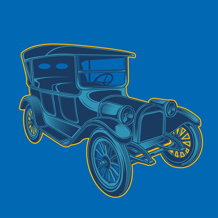 Vetor carro azul da ilustração lateral