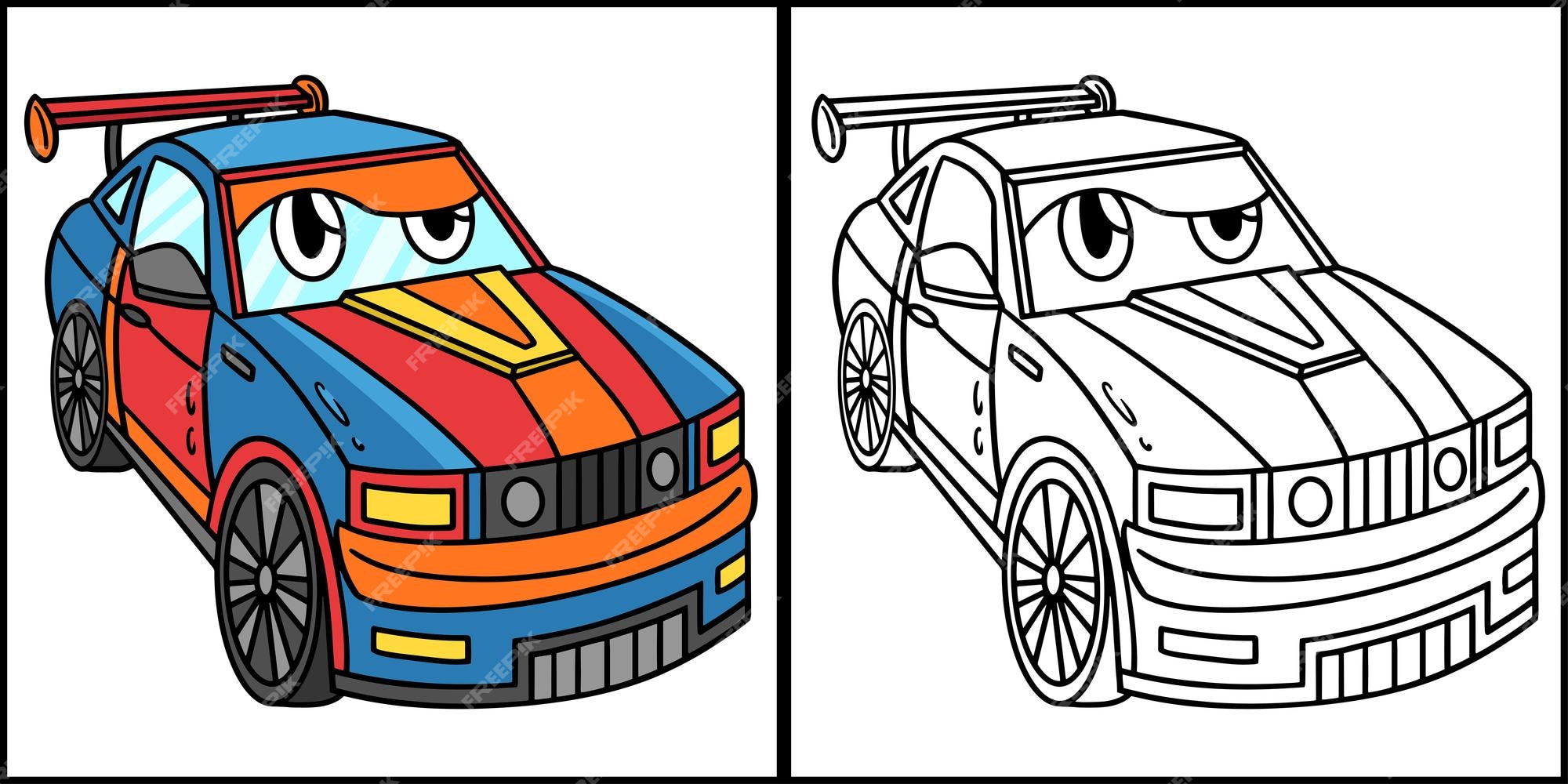 ilustração colorida de clipart de desenho de carro de corrida