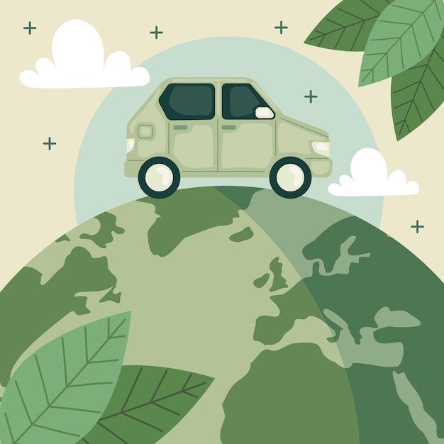 Carro de ecologia no planeta do mundo