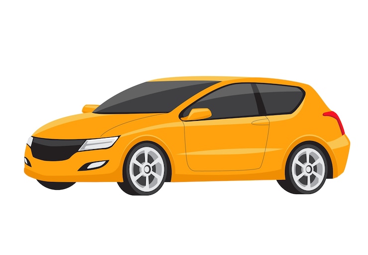 Vetor carro de família moderno pequeno amarelo