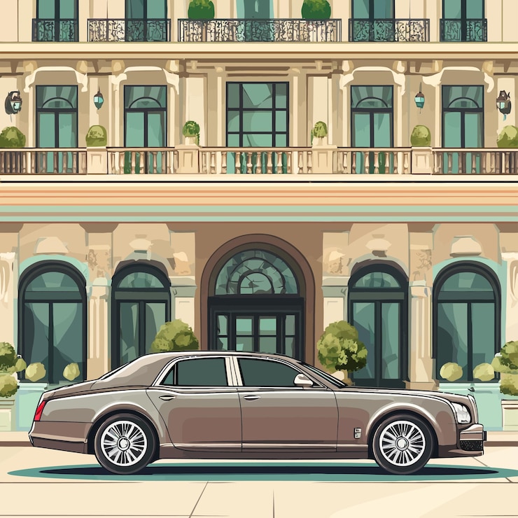 Vetor carro de luxo no hotel