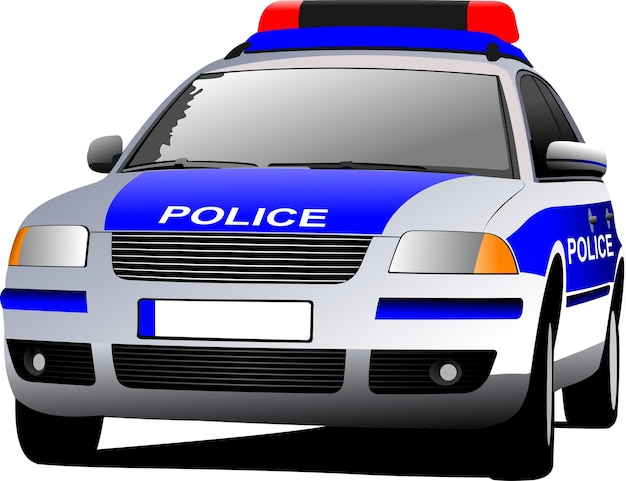 Carro de polícia transporte municipal ilustração colorida do vetor