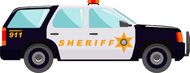 Carro do xerife com estrela no ícone lateral em ilustração vetorial de estilo simples
