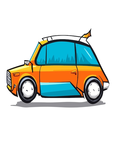 Carro dos desenhos animados Clipart 2D Vector Design