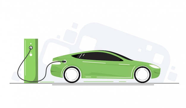 Carro ecológico, carro elétrico. conceito de energia verde para o transporte.