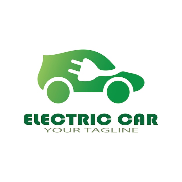 Carro ecológico e vetor de logotipo de ícone de tecnologia de carro verde elétrico