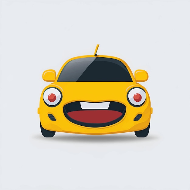 Vetor carro, emoticon, engraçado, carro, rosto, personagem, sorrisos, ícones, vetorial, ilustração