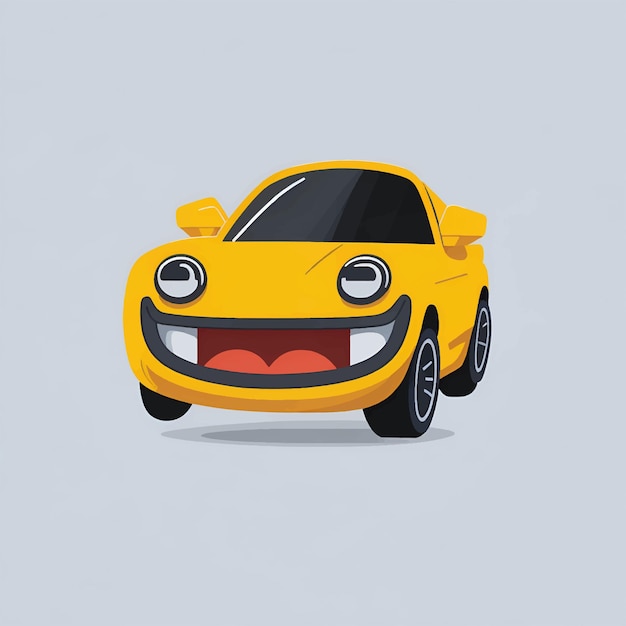 Carro, emoticon, engraçado, carro, rosto, personagem, sorrisos, ícones, vetorial, ilustração