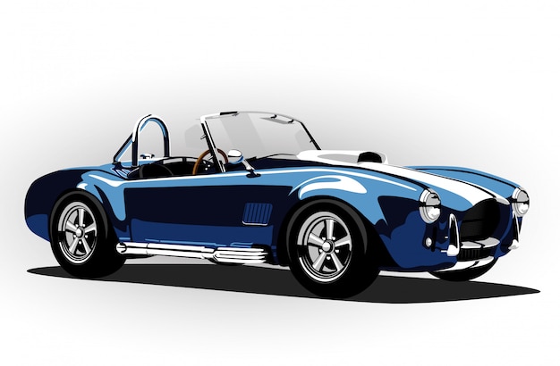 Carro esporte clássico cobra roadster azul