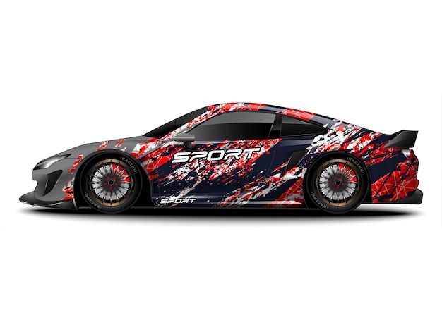 Carro esporte de corrida abstrato para design de adesivo de decalque e pintura de veículo