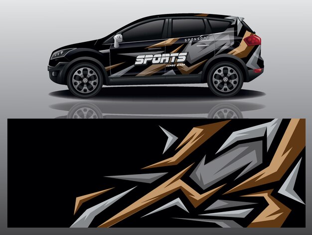 Carro esporte decalque envoltório projeto vector