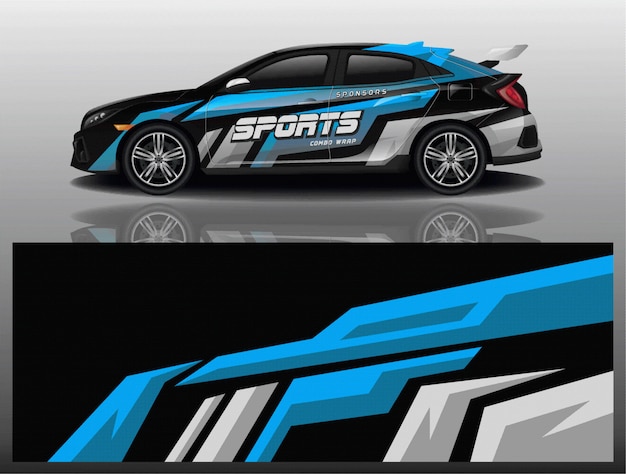 Carro esporte decalque envoltório projeto vector