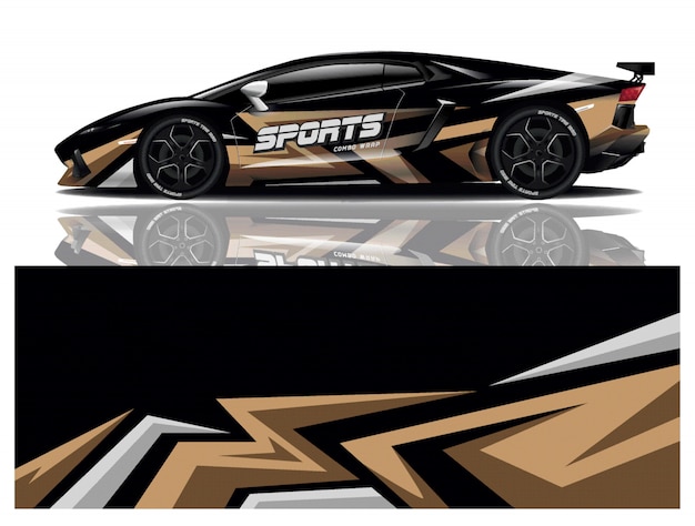 Carro esporte decalque envoltório projeto vector