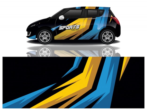 Carro esporte decalque envoltório projeto vector