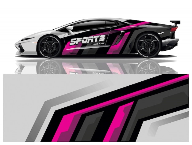 Carro esporte decalque envoltório projeto vector