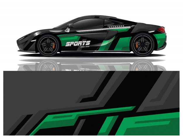 Carro esporte decalque envoltório projeto vector