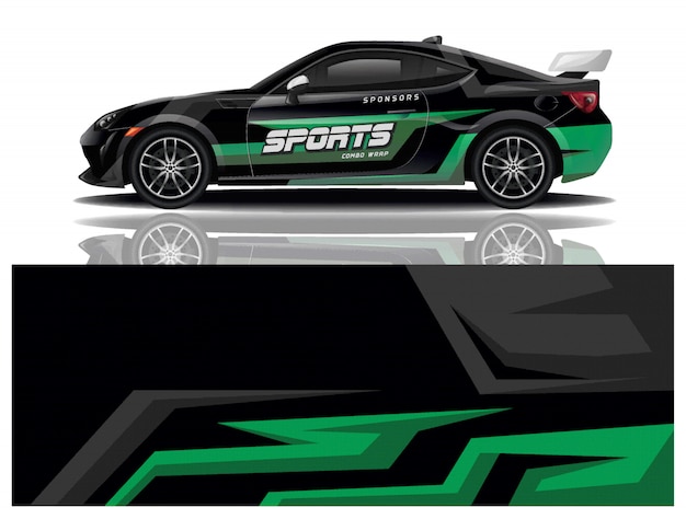 Carro esporte decalque envoltório projeto vector