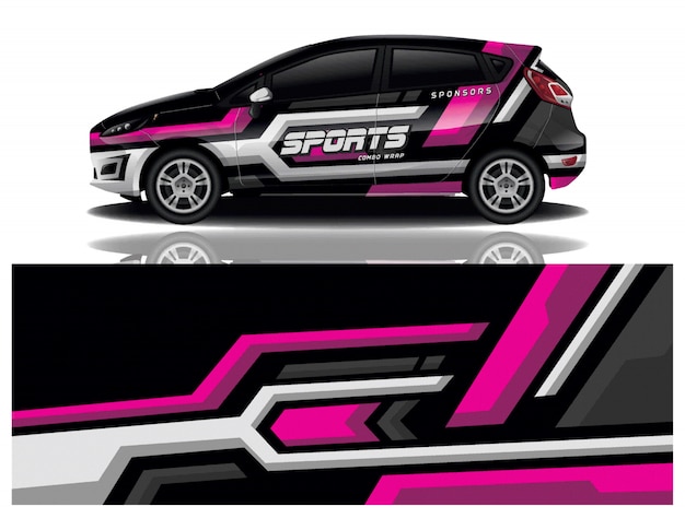 Carro esporte decalque envoltório projeto vector