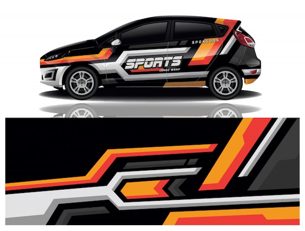 Carro esporte decalque envoltório projeto vector