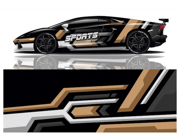 Carro esporte decalque envoltório projeto vector