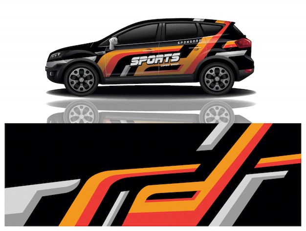 Carro esporte decalque envoltório projeto vector